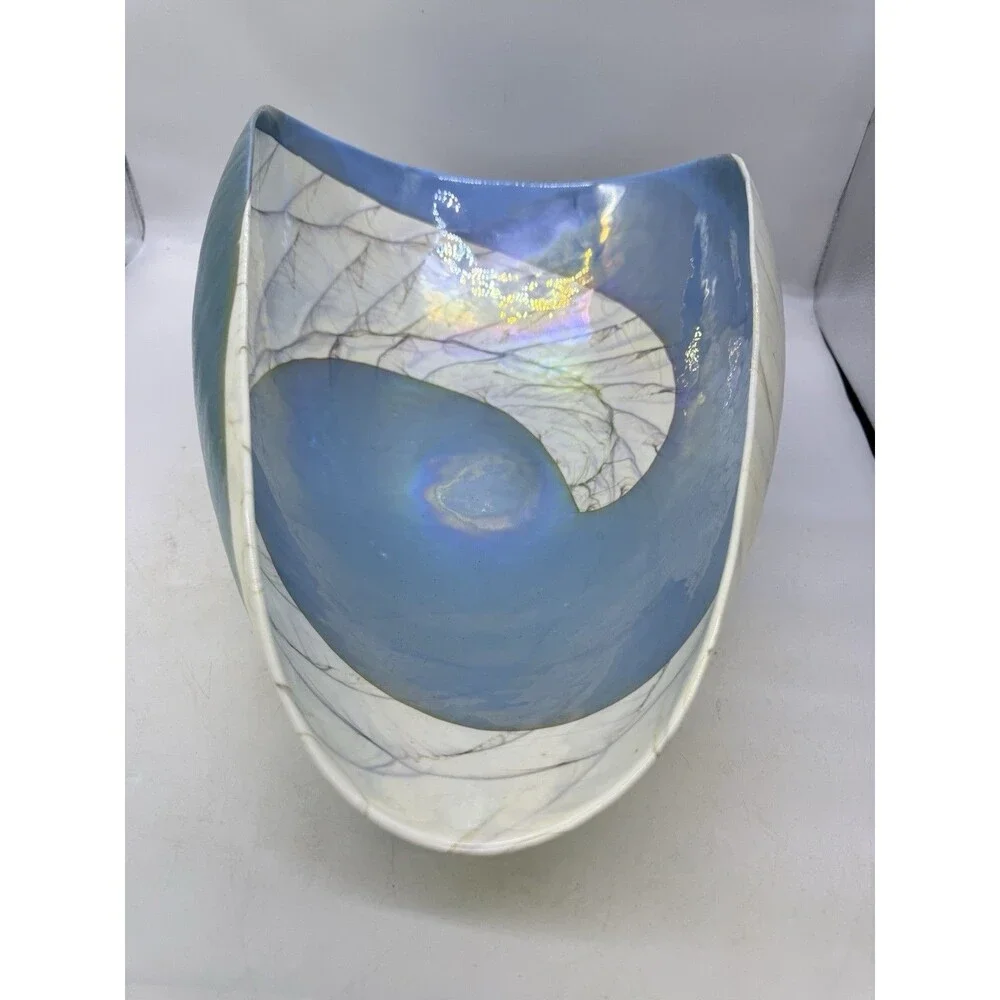 VTG Murano Italian Art Glass Bowl Sea Shell XL 21” Folded Fornace Ferro RARE